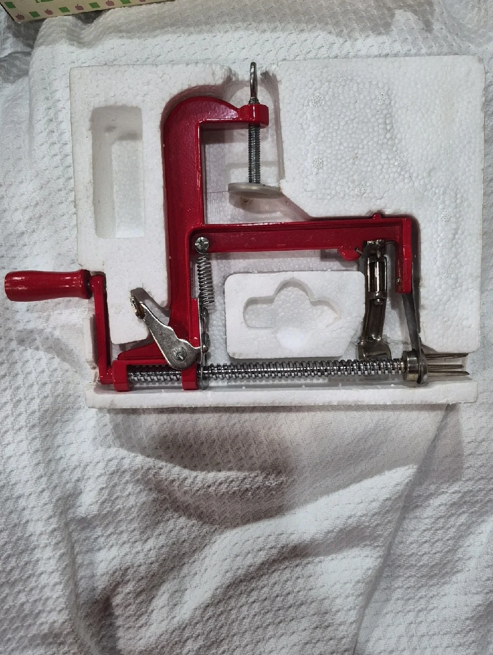 Vintage Cast Aluminum Red Handheld Apple Peeler, Corer & Slicer Cottagecore